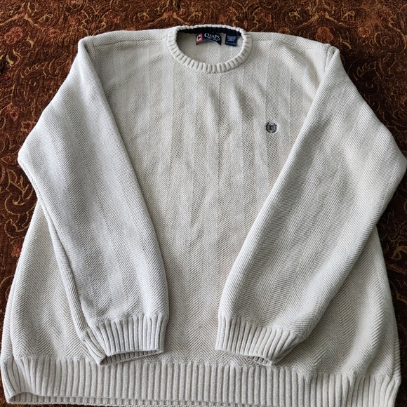 Vintage 2000's Chaps Ralph Lauren Crown Logo Tan Knit Sweater XL - Picture 3 of 8